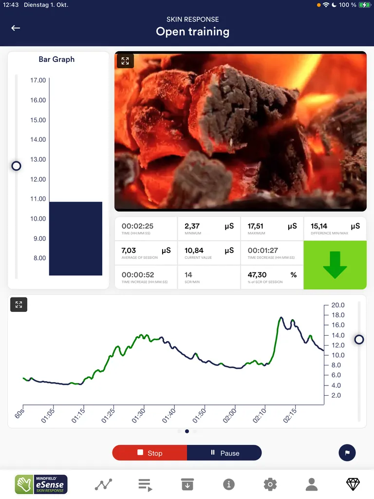 eSense Skin Response App on iPad