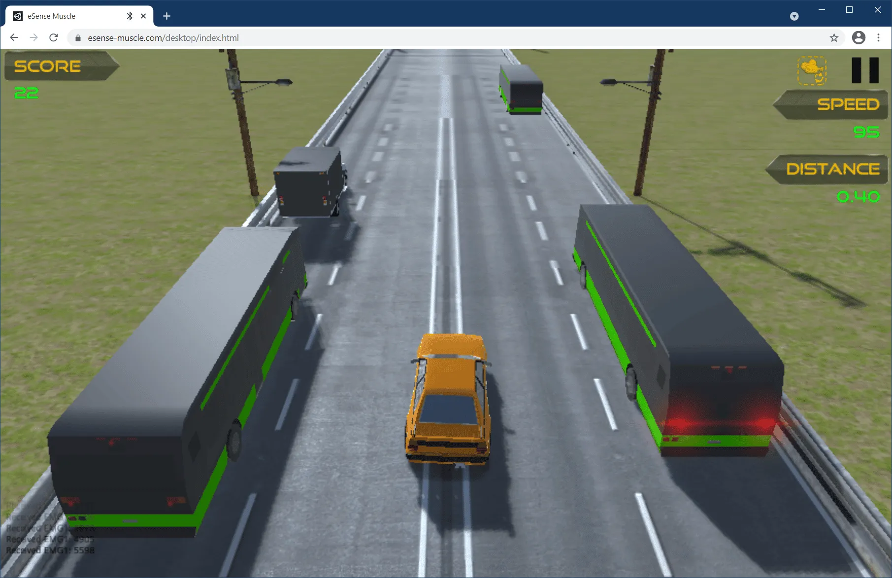 eSense Muscle Web App - Oscilloscope View