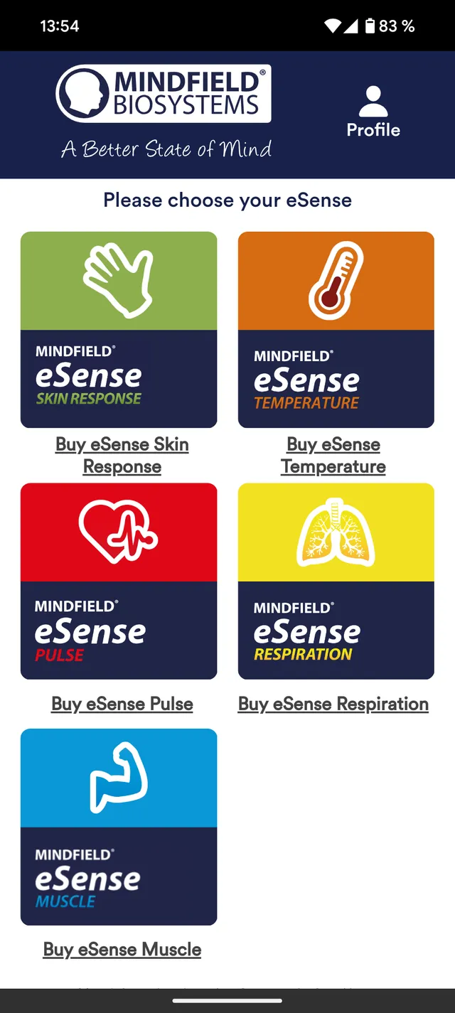 eSense App Home Screen
