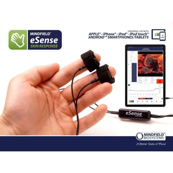 EDA skin conductance measurement showing galvanic skin response on finger electrodes