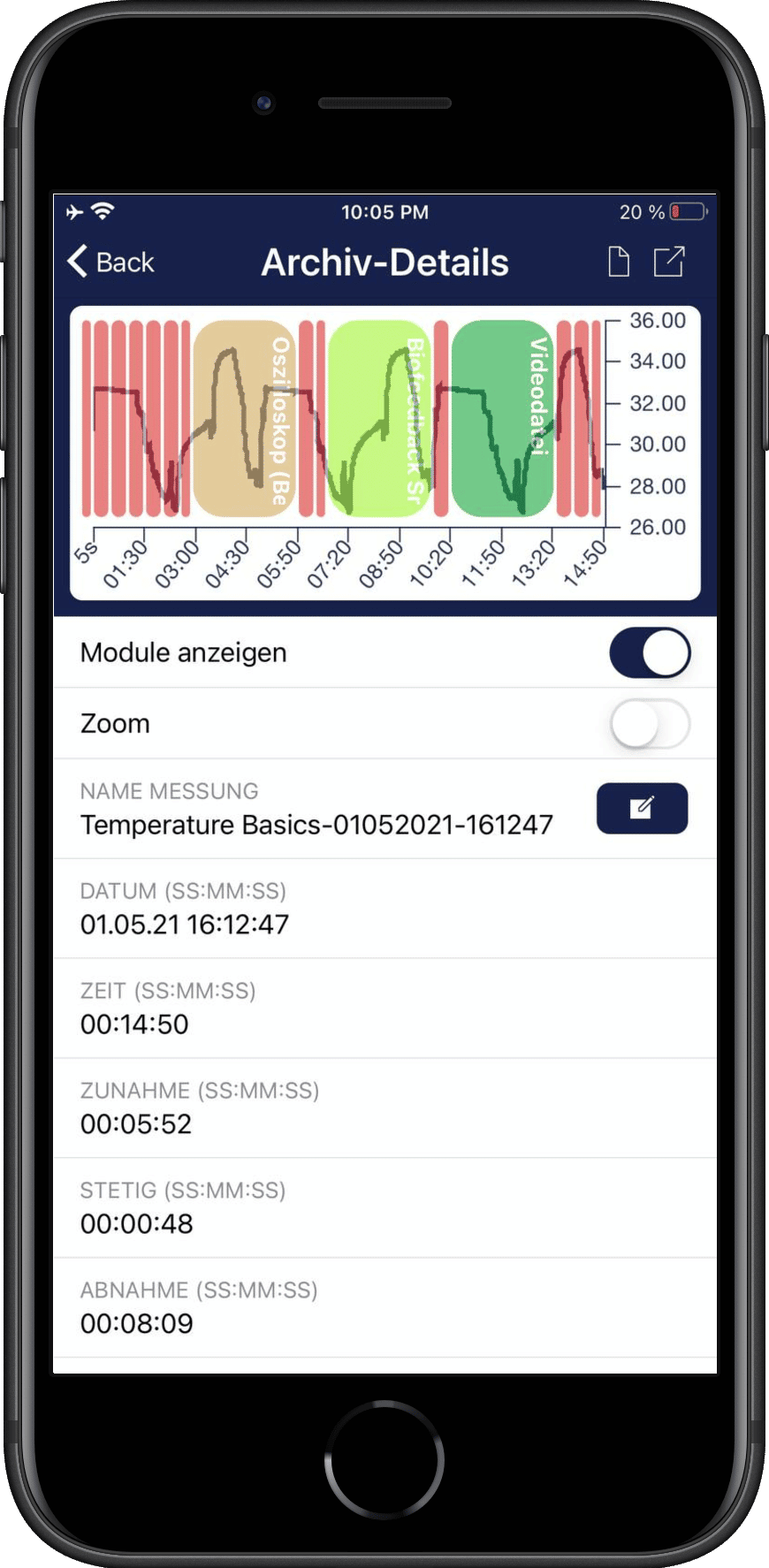 eSense App Archive Screen