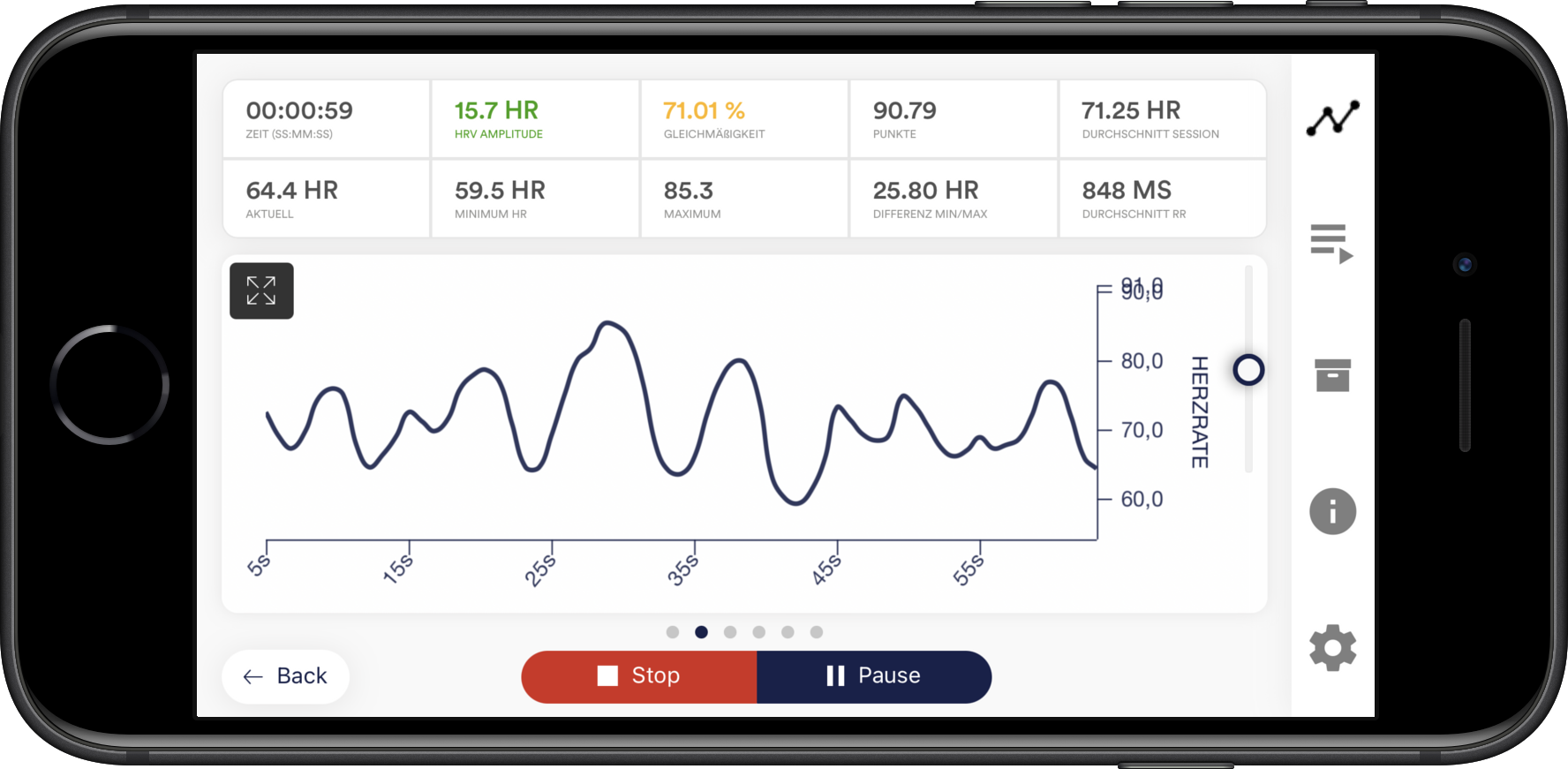 kamin videofeedback biofeedback beispiel screenshot
