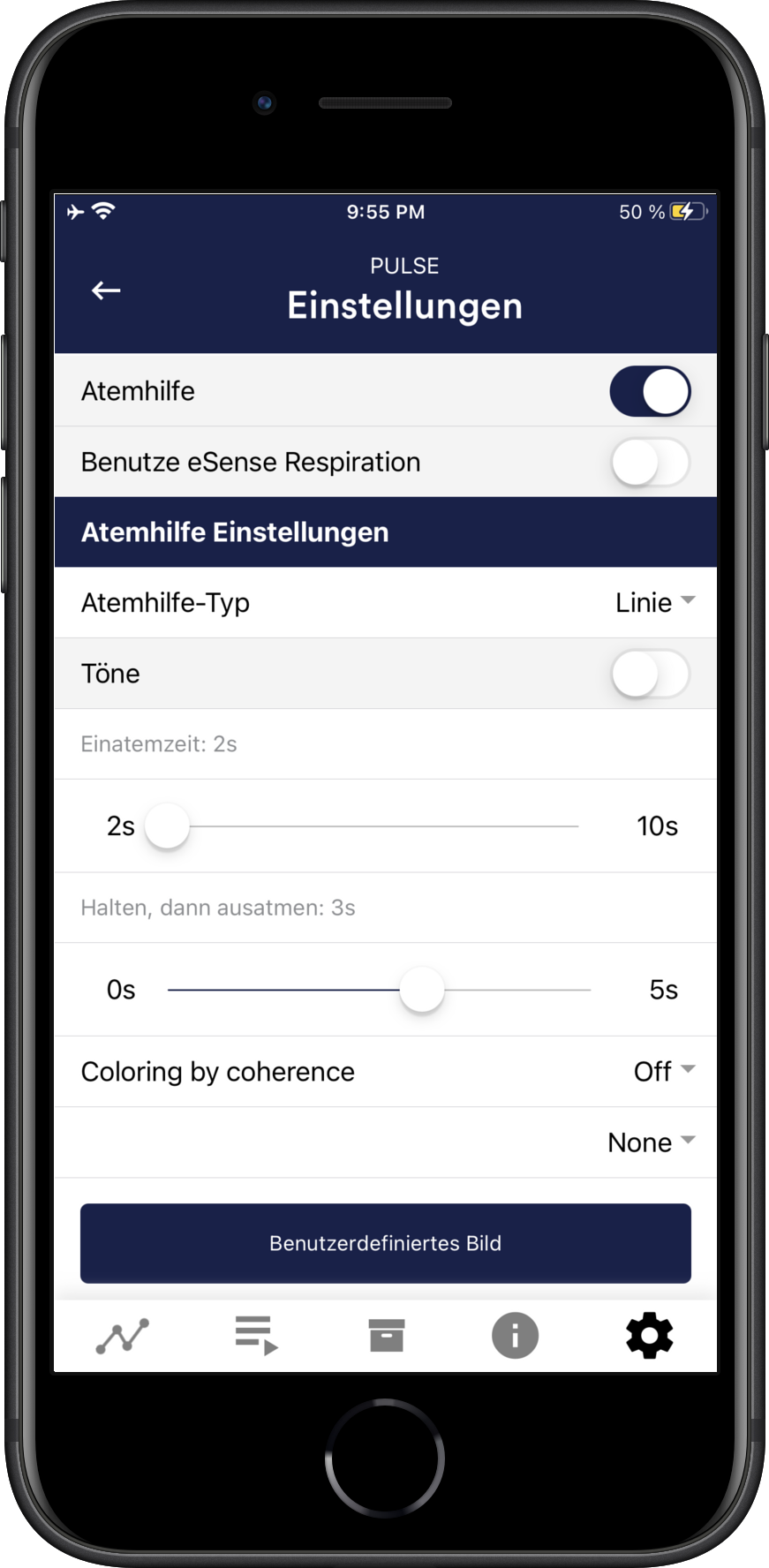 biofeedback Archiv der app am smartphone iPhone beispiel