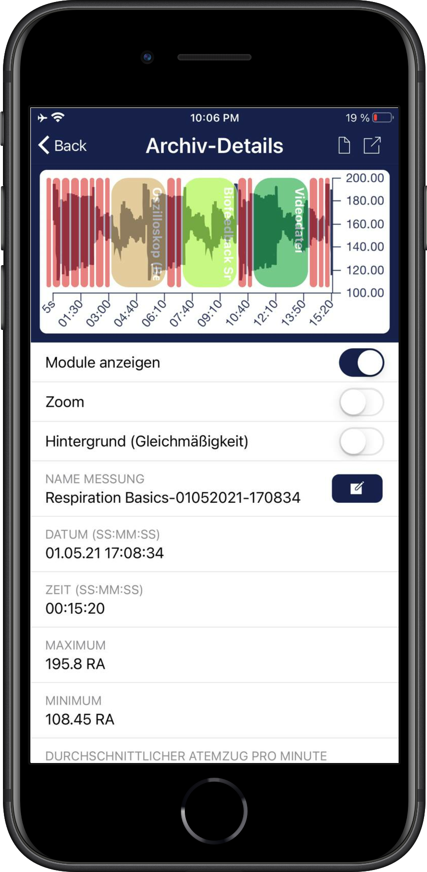 ajustes para biofeedback en iPhone