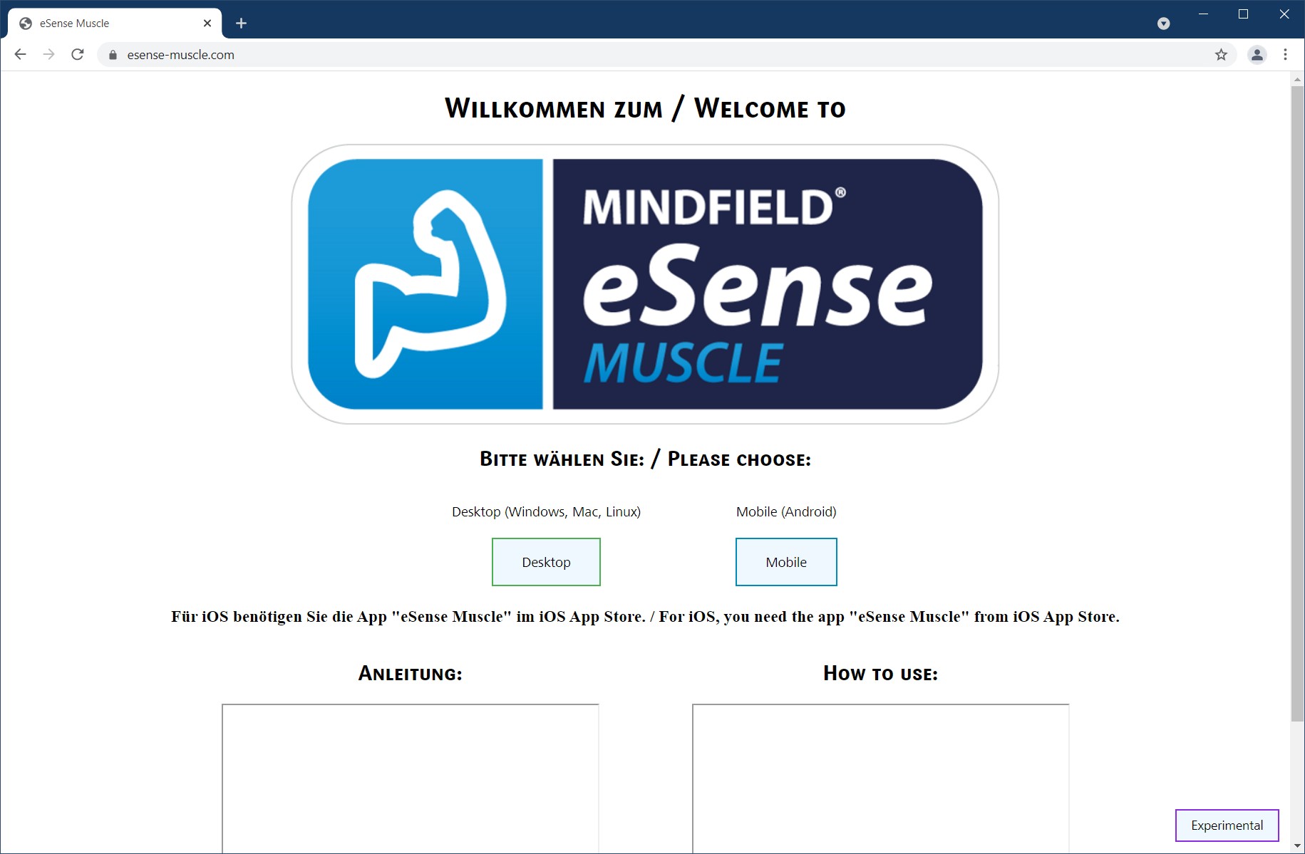 start und übersicht muscle biofeedback am iPhone